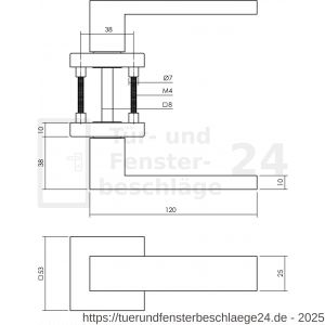 Intersteel Living 4057 Türgriff Amsterdam mit Rosette massiv verdeckt 53x53x10 mm mit Stütznocken PVD messing vibriert - D26010908 - afbeelding 2