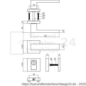 Intersteel Living 4057 Satz Aussentürbeschlag eckig, beidseitig Drücker Amsterdam mit massiven Rosetten und SKG3 Sicherheitsrosetten PVD messing vibriert - D26010907 - afbeelding 2