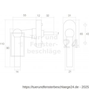 Intersteel Living 6050 Fenstergriff L-Modell Messing Natur - D26003732 - afbeelding 2