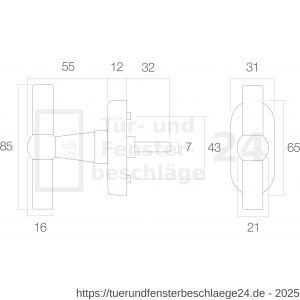 Intersteel Living 6050 Fenstergriff T-Modell Messing Natur - D26003736 - afbeelding 2