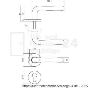 Intersteel Living 0198 Türdrücker Saturnus auf Rosette 49x7 mm mit PZ-Rosetten Messing lackiert - D26010581 - afbeelding 2