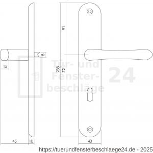 Intersteel Living 0198 Türdrücker Saturnus auf Schild mit BB-Lochung 72 mm Messing lackiert - D26007929 - afbeelding 2
