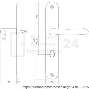 Intersteel Living 0198 Türdrücker Saturnus auf Schild 238x40x10 mm mit Bad-WC 78 mm und 8 mm stift Messing lackiert - D26007930 - afbeelding 2