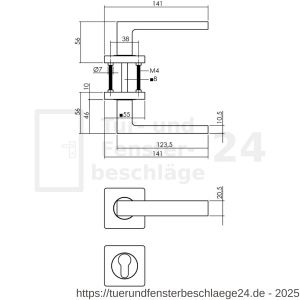 Intersteel Living 1713 Türdrücker Hera auf Rosette 55x55x10 mm mit PZ Rosetten Messing Titan PVD - D26010146 - afbeelding 2