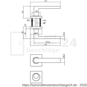 Intersteel Living 1713 Türdrücker Hera auf Rosette 55x55x10 mm mit RZ Rosetten Messing Titan PVD - D26010147 - afbeelding 2