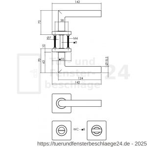 Intersteel Living 1747 Türdrücker Bastian auf Rosette 55x55x10 mm mit Bad-WC 8 mm Stift Messing Titan PVD - D26010192 - afbeelding 2