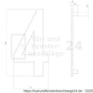 Intersteel 4020 Hausnummer 4 150 mm PVD messingfarbig - D26010877 - afbeelding 2