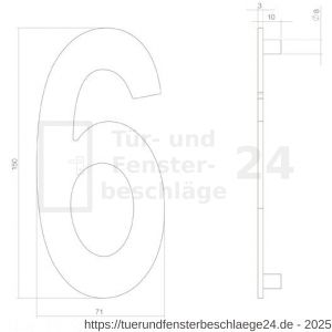 Intersteel 4020 Hausnummer 6 150 mm PVD messingfarbig - D26010875 - afbeelding 2