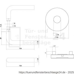 Intersteel 4057 Türgriff Luzern mit Rosette massiv verdeckt 53x10 mm mit Stütznocken PVD messingfarbig - D26010871 - afbeelding 2