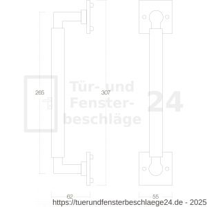 Intersteel Living 4261 Stoßgriff Bau-Stil 307 mm Bohrgröße 250 mm Messing lackiert - D26001986 - afbeelding 2