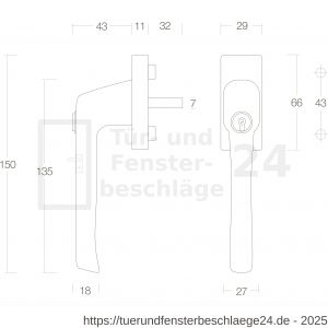Intersteel Living 6616 Fenstergriff abschließbar Messing lackiert, Rosette 29 x 66mm - D26003787 - afbeelding 2