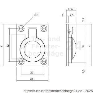 Intersteel Living 7526 Einbauring 41x31 mm Messing lackiert - D26009606 - afbeelding 2