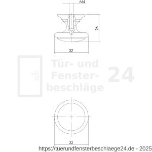 Intersteel Living 8477 Möbelknopf 32 mm Messing lackiert - D26007863 - afbeelding 2