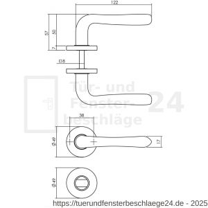 Intersteel Living 0198 Türdrücker Saturnus auf Rosette 49x7 mm mit Bad-WC 8 mm Stift Chrom - D26010819 - afbeelding 2