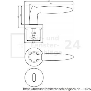 Intersteel Living 1682 Türdrücker Elen auf Rosette 52x10 mm mit BB-Rosetten Chrom-Nickel matt - D26004831 - afbeelding 3