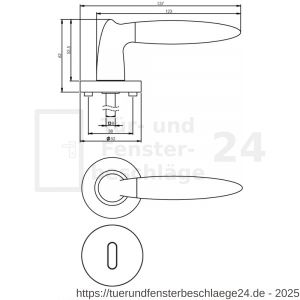Intersteel Living 1682 Türdrücker Elen auf Rosette 52x10 mm mit BB-Rosetten Chrom-Nickel matt - D26004831 - afbeelding 4