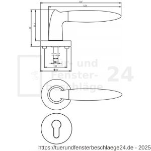 Intersteel Living 1682 Türdrücker Elen auf Rosette 52x10 mm mit PZ-Rosetten Chrom-Nickel matt - D26004832 - afbeelding 3