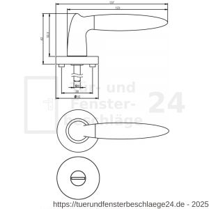 Intersteel Living 1682 Türdrücker Elen auf Rosette 52x10 mm mit Bad-WC 8 mm stift Chrom-Nickel matt - D26004833 - afbeelding 3