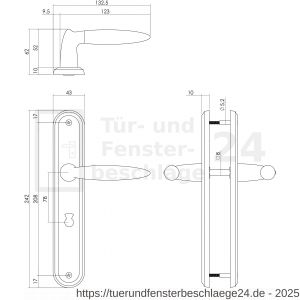 Intersteel Living 1682 Türdrücker Elen auf Schild 242x43x10 mm mit Bad-WC 78 mm und 8 mm stift Chrom-Nickel matt - D26004845 - afbeelding 2