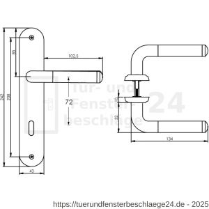 Intersteel Living 1683 Türdrücker Agatha auf Schild 242x43x10 mm BB 72 mm Chrom/Nickel matt - D26004855 - afbeelding 2