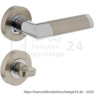 Intersteel Living 1685 Türdrücker Nicole auf Rosette 52x10 mm mit Bad-WC 8 mm stift Chrom-Nickel matt - D26004885 - afbeelding 1