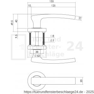 Intersteel Living 1689 Türdrücker Blok auf Rosette 52x10 mm mit PZ-Rosette Chrom-Nickel matt - D26004905 - afbeelding 2