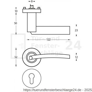 Intersteel Living 1697 Türdrücker Sylvia auf Rosette 52x10 mm mit PZ-Rosetten Chrom-Nickel matt - D26004925 - afbeelding 2