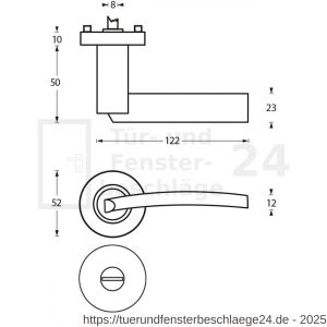 Intersteel Living 1697 Türdrücker Sylvia auf Rosette 52x10 mm mit Bad-WC 8 mm stift Chrom-Nickel matt - D26004927 - afbeelding 2