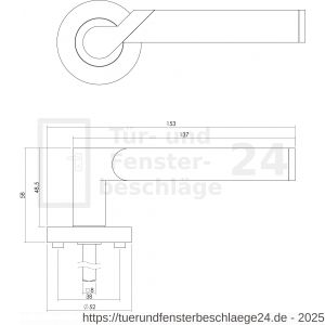 Intersteel Living 1701 Türdrücker Casper auf Rosette 52x10 mm mit PZ-Rosetten Chrom-Nickel matt - D26004939 - afbeelding 2