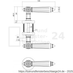 Intersteel Living 1716 Türdrücker Julietta auf Rosette 52x10 mm mit PZ-Rosetten Chrom-Nickel matt - D26004979 - afbeelding 2