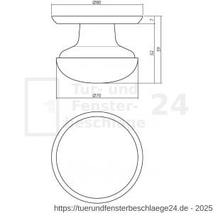 Intersteel Living 3930 Türknopf feststehend 70/80 mm Chrom matt - D26007410 - afbeelding 2