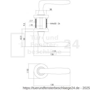 Intersteel Living 1692 Türdrücker Bjorn auf Rosette 52x10 mm mit Bad-WC 8 mm stift Chrom-Nickel matt - D26005104 - afbeelding 2