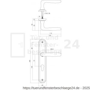 Intersteel Living 1692 Türdrücker Bjorn auf Schild 242x43x10 mm PZ 72 mm Chrom-Nickel matt - D26005110 - afbeelding 2