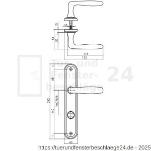Intersteel Living 1692 Türdrücker Bjorn auf Schild 242x43x10 mm mit Bad-WC 78 mm und 8 mm stift Chrom-Nickel matt - D26008104 - afbeelding 2