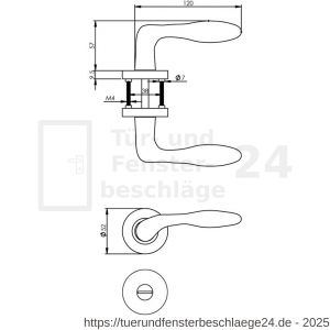 Intersteel Living 1695 Türdrücker George auf Rosette 52x10 mm mit Bad-WC 8 mm stift Chrom-Nickel matt - D26005114 - afbeelding 2
