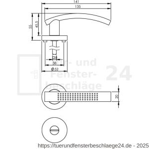 Intersteel Living 1696 Türdrücker William auf Rosette 52x10 mm mit Bad-WC 8 mm stift Chrom-Nickel matt - D26005128 - afbeelding 2