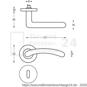 Intersteel Living 1699 Türdrücker Marieke auf Rosette 52x10 mm mit BB-Rosetten Chrom-Nickel matt - D26005134 - afbeelding 2