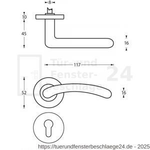 Intersteel Living 1699 Türdrücker Marieke auf Rosette 52x10 mm mit PZ-Rosetten Chrom-Nickel matt - D26005135 - afbeelding 2