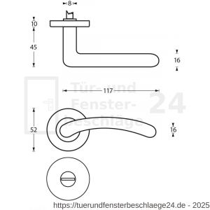 Intersteel Living 1699 Türdrücker Marieke auf Rosette 52x10 mm mit Bad-WC 8 mm stift Chrom-Nickel matt - D26005136 - afbeelding 2