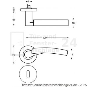Intersteel Living 1700 Türdrücker Bryan auf Rosette 52x10 mm mit BB-Rosetten Chrom-Nickel matt - D26005140 - afbeelding 2