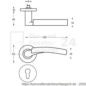 Intersteel Living 1700 Türdrücker Bryan auf Rosette 52x10 mm mit PZ-Rosetten Chrom-Nickel matt - D26005141 - afbeelding 2