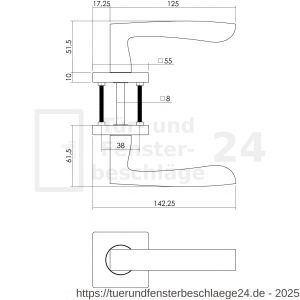 Intersteel Living 1714 Türdrücker Dean auf Rosette 55x55x10 mm mit BB-Rosetten Chrom-Nickel matt - D26005159 - afbeelding 2