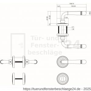 Intersteel Living 1725 Türdrücker Helena auf Rosette 55x10 mm mit BB-Rosetten Nickel matt - D26001778 - afbeelding 2