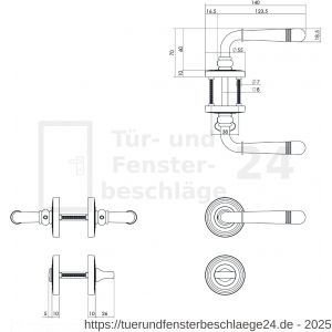 Intersteel Living 1725 Türdrücker Helena auf Rosette 55x10 mm mit Bad-WC 8 mm Stift Garnitur Altgrau - D26008145 - afbeelding 2