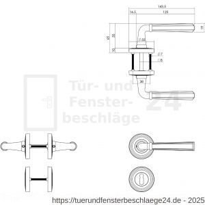 Intersteel Living 1735 Türdrücker Bellevue auf Rosette 55x10 mm mit BB-Rosetten Altgrau - D26008148 - afbeelding 2