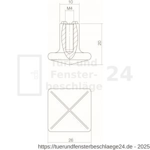 Intersteel Living 8478 Möbelknopf quadratisch 26 mm Altgrau - D26004128 - afbeelding 2