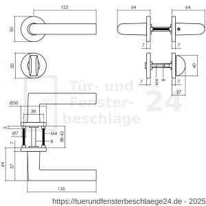 Intersteel Living 0055 Türdrücker Broome auf Rosette 50x7 mm mit Bad-WC 8 mm stift Schwarz - D26009118 - afbeelding 2