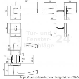 Intersteel Living 0057 Türdrücker Moora auf Rosette 50x50x10 mm mit BB-Rosetten Schwarz - D26009123 - afbeelding 2