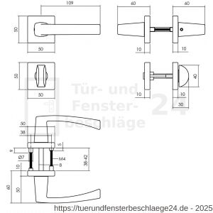 Intersteel Living 0057 Türdrücker Moora auf Rosette 50x50x10 mm mit Bad-WC 8 mm stift Schwarz - D26009125 - afbeelding 2
