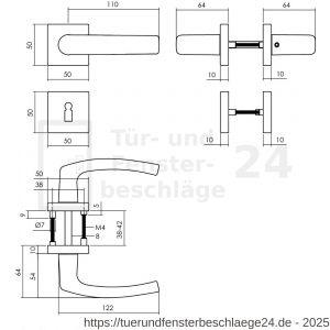 Intersteel Living 0059 Türdrücker Denham auf Rosette 50x50x10 mm mit BB-Rosetten Schwarz - D26009133 - afbeelding 2